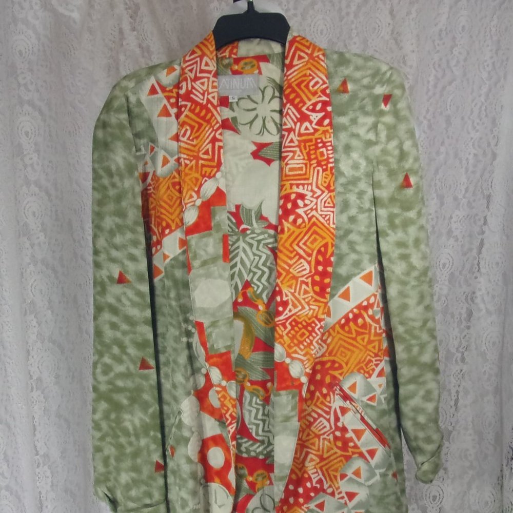 Pristine Vintage Dorothy Schoelen Platinum Green Orange Jacket